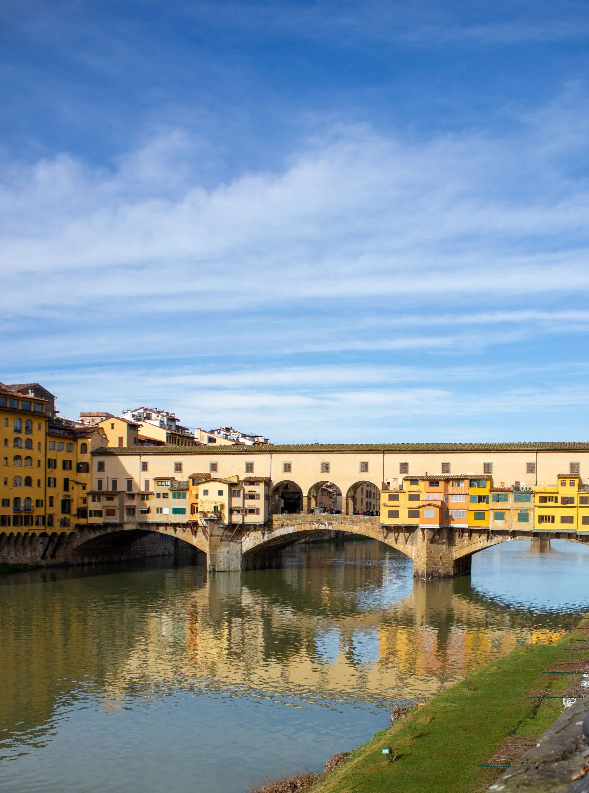 Ponte Vecchio and its buildings above the Arno River in Florence