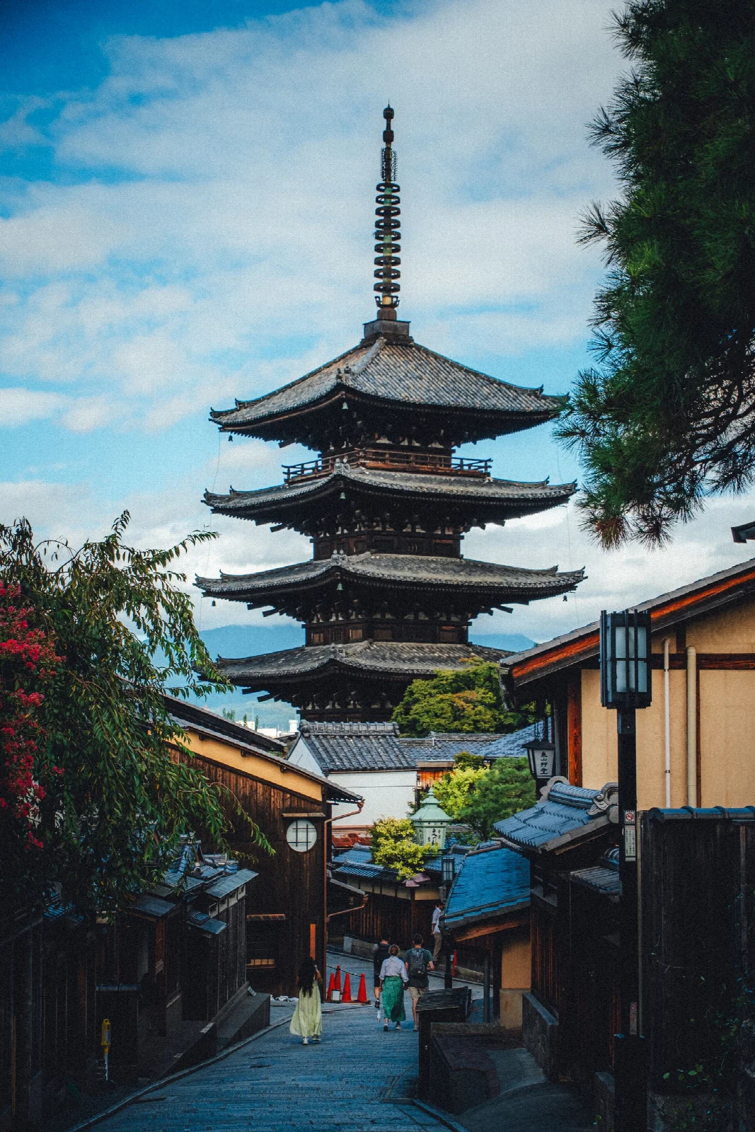 Yasaka Pagoda above Kyoto streets and wooden facades