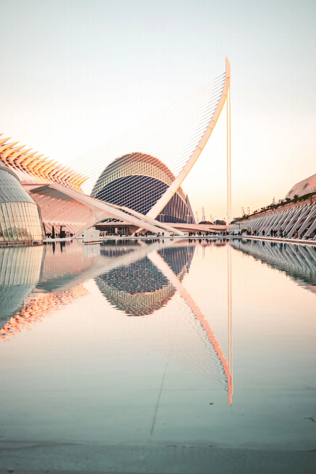 Valencia Sanat ve Bilim Şehri’nde modern yapılar ve sudaki yansımaları